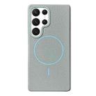For Samsung Galaxy S22 Ultra 5G Thin Circle MagSafe Litchi Grain TPU Phone Case(Light Blue) - 1