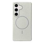 For Samsung Galaxy S23 FE 5G Thin Circle MagSafe Litchi Grain TPU Phone Case(White Grey) - 1