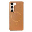 For Samsung Galaxy S23+ 5G Thin Circle MagSafe Litchi Grain TPU Phone Case(Gold Brown) - 1