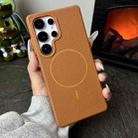 For Samsung Galaxy S23+ 5G Thin Circle MagSafe Litchi Grain TPU Phone Case(Gold Brown) - 2