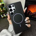 For Samsung Galaxy S23+ 5G Thin Circle MagSafe Litchi Grain TPU Phone Case(Black Purple) - 2