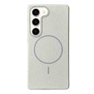 For Samsung Galaxy S23+ 5G Thin Circle MagSafe Litchi Grain TPU Phone Case(White Grey) - 1