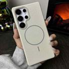 For Samsung Galaxy S23+ 5G Thin Circle MagSafe Litchi Grain TPU Phone Case(White Grey) - 2