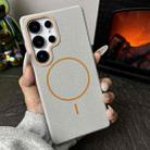 For Samsung Galaxy S24+ 5G Thin Circle MagSafe Litchi Grain TPU Phone Case(Grey Orange) - 2