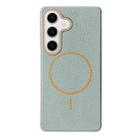 For Samsung Galaxy S24+ 5G Thin Circle MagSafe Litchi Grain TPU Phone Case(Blue Orange) - 1