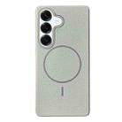For Samsung Galaxy S25 5G Thin Circle MagSafe Litchi Grain TPU Phone Case(Titanium Gray) - 1