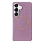 For Samsung Galaxy S25+ 5G Thin Circle MagSafe Litchi Grain TPU Phone Case(Purple Orange) - 1