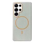 For Samsung Galaxy S25 Ultra 5G Thin Circle MagSafe Litchi Grain TPU Phone Case(Grey Orange) - 1