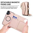For iPhone 16 Plus Multifunctional Wallet Detachable Leather Phone Case with Lanyard(Rose Gold) - 2
