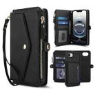For iPhone 16e Multifunctional Wallet Detachable Leather Phone Case with Lanyard(Black) - 1