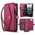 For iPhone 16e Multifunctional Wallet Detachable Leather Phone Case with Lanyard(Red) - 1