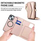 For iPhone 15 Plus Multifunctional Wallet Detachable Leather Phone Case with Lanyard(Rose Gold) - 2