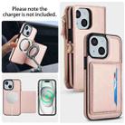 For iPhone 15 Plus Multifunctional Wallet Detachable Leather Phone Case with Lanyard(Rose Gold) - 3