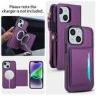 For iPhone 14 Multifunctional Wallet Detachable Leather Phone Case with Lanyard(Dark Purple) - 3