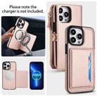 For iPhone 13 Pro Max Multifunctional Wallet Detachable Leather Phone Case with Lanyard(Rose Gold) - 3