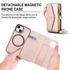 For iPhone 13 mini Multifunctional Wallet Detachable Leather Phone Case with Lanyard(Rose Gold) - 2