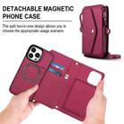 For iPhone 12 Pro Max Multifunctional Wallet Detachable Leather Phone Case with Lanyard(Red) - 2