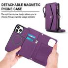 For iPhone 12 Pro Max Multifunctional Wallet Detachable Leather Phone Case with Lanyard(Dark Purple) - 2
