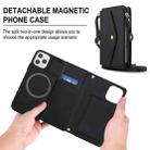 For iPhone 11 Pro Max Multifunctional Wallet Detachable Leather Phone Case with Lanyard(Black) - 2