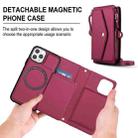 For iPhone 11 Pro Max Multifunctional Wallet Detachable Leather Phone Case with Lanyard(Red) - 2