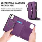 For iPhone 11 Multifunctional Wallet Detachable Leather Phone Case with Lanyard(Dark Purple) - 2