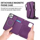For iPhone 11 Pro Multifunctional Wallet Detachable Leather Phone Case with Lanyard(Dark Purple) - 2