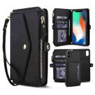 For iPhone XS Max Multifunctional Wallet Detachable Leather Phone Case with Lanyard(Black) - 1
