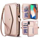 For iPhone XS Max Multifunctional Wallet Detachable Leather Phone Case with Lanyard(Rose Gold) - 1