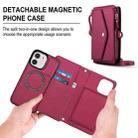 For iPhone 12 Multifunctional Wallet Detachable Leather Phone Case with Lanyard(Red) - 2