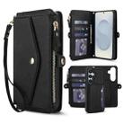 For Samsung Galaxy S25+ 5G Multifunctional Wallet Detachable Leather Phone Case with Lanyard(Black) - 1