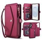 For Samsung Galaxy S25+ 5G Multifunctional Wallet Detachable Leather Phone Case with Lanyard(Red) - 1