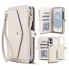 For Samsung Galaxy S25 Edge 5G Multifunctional Wallet Detachable Leather Phone Case with Lanyard(White) - 1
