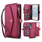 For Samsung Galaxy S25 Edge 5G Multifunctional Wallet Detachable Leather Phone Case with Lanyard(Red) - 1