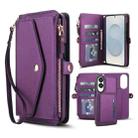 For Samsung Galaxy S25 Edge 5G Multifunctional Wallet Detachable Leather Phone Case with Lanyard(Dark Purple) - 1