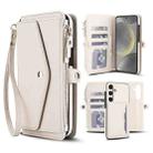 For Samsung Galaxy S24+ 5G Multifunctional Wallet Detachable Leather Phone Case with Lanyard(White) - 1