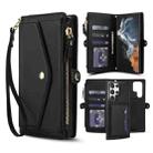 For Samsung Galaxy S23 Ultra 5G Multifunctional Wallet Detachable Leather Phone Case with Lanyard(Black) - 1