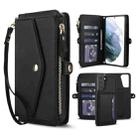 For Samsung Galaxy S21+ 5G Multifunctional Wallet Detachable Leather Phone Case with Lanyard(Black) - 1