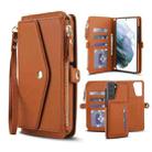 For Samsung Galaxy S21+ 5G Multifunctional Wallet Detachable Leather Phone Case with Lanyard(Brown) - 1