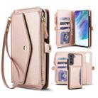 For Samsung Galaxy S21 FE 5G Multifunctional Wallet Detachable Leather Phone Case with Lanyard(Rose Gold) - 1