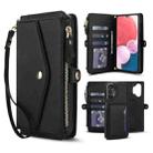 For Samsung Galaxy A13 4G / 5G Multifunctional Wallet Detachable Leather Phone Case with Lanyard(Black) - 1
