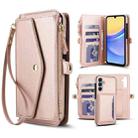 For Samsung Galaxy A55 5G Multifunctional Wallet Detachable Leather Phone Case with Lanyard(Rose Gold) - 1