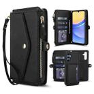 For Samsung Galaxy A56 5G Multifunctional Wallet Detachable Leather Phone Case with Lanyard(Black) - 1