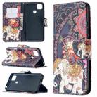 For Xiaomi Redmi 9C Colored Drawing Pattern Horizontal Flip Leather Case with Holder & Card Slots & Wallet(Flowers and Elephant) - 1