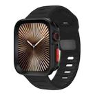 For Apple Watch 44mm / 45mm Wave Texture Reverse Buckle Silicone Watch Band with TPU Case(Black) - 1