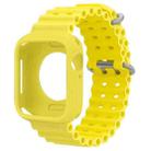 For Apple Watch Series 10 42mm Ocean Silicone Watch Band with Silicone Case(Yellow) - 1
