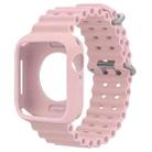 For Apple Watch Series 10 42mm Ocean Silicone Watch Band with Silicone Case(Pink) - 1