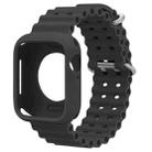 For Apple Watch 40mm / 41mm Ocean Silicone Watch Band with Silicone Case(Black) - 1