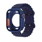 For Apple Watch Series 10 46mm Butterfly Buckle Ocean Silicone Watch Band with Film Integrated PC Case(Dark Blue) - 1