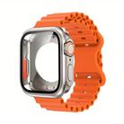 For Apple Watch Series 41mm Butterfly Buckle Ocean Silicone Watch Band with Film Integrated PC Case(Orange) - 1