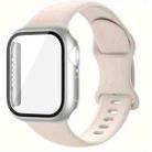 For Apple Watch Series 10 46mm Butterfly Buckle Silicone Watch Band with Film Integrated PC Case(Starlight) - 1